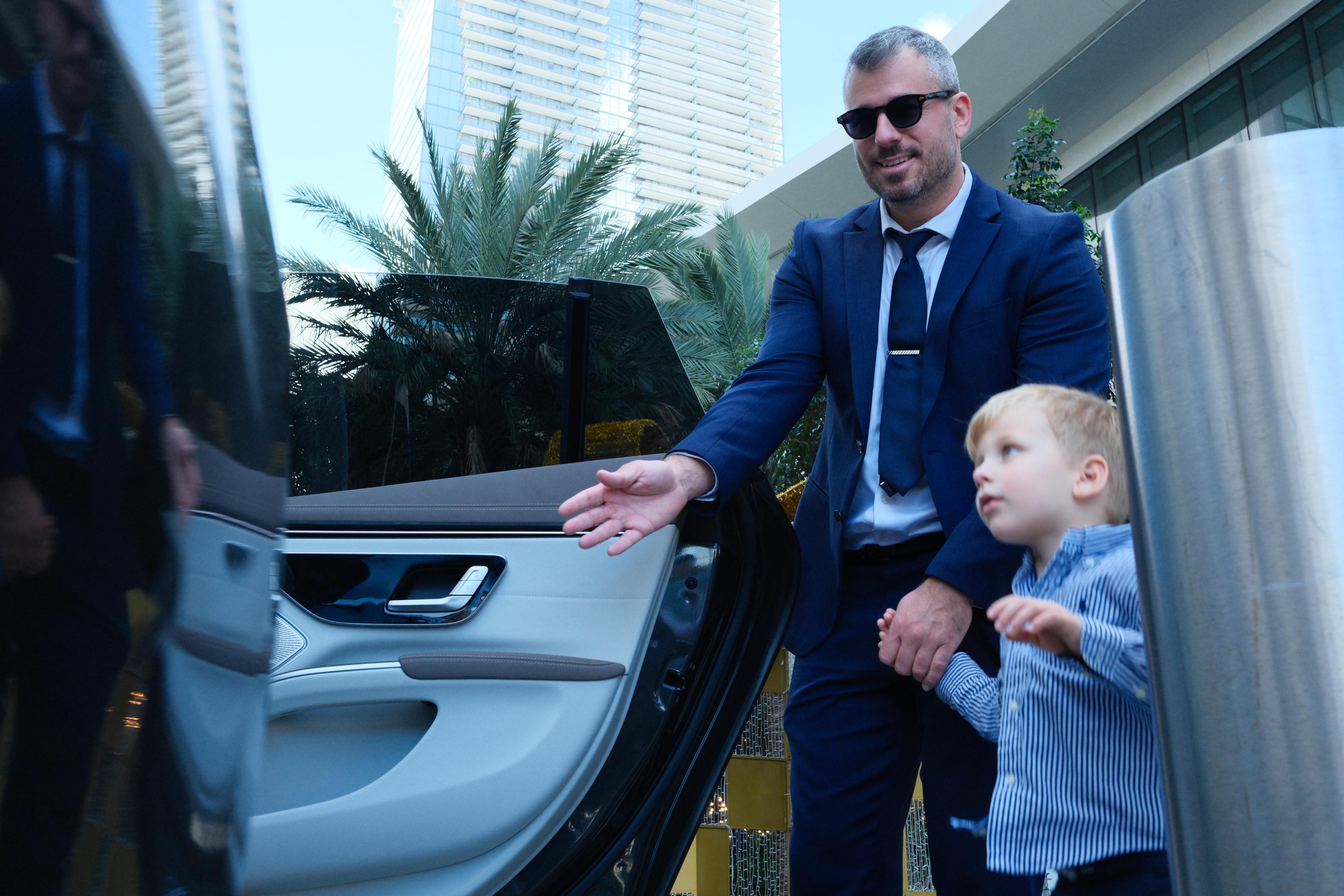 Child safely secured in car seat