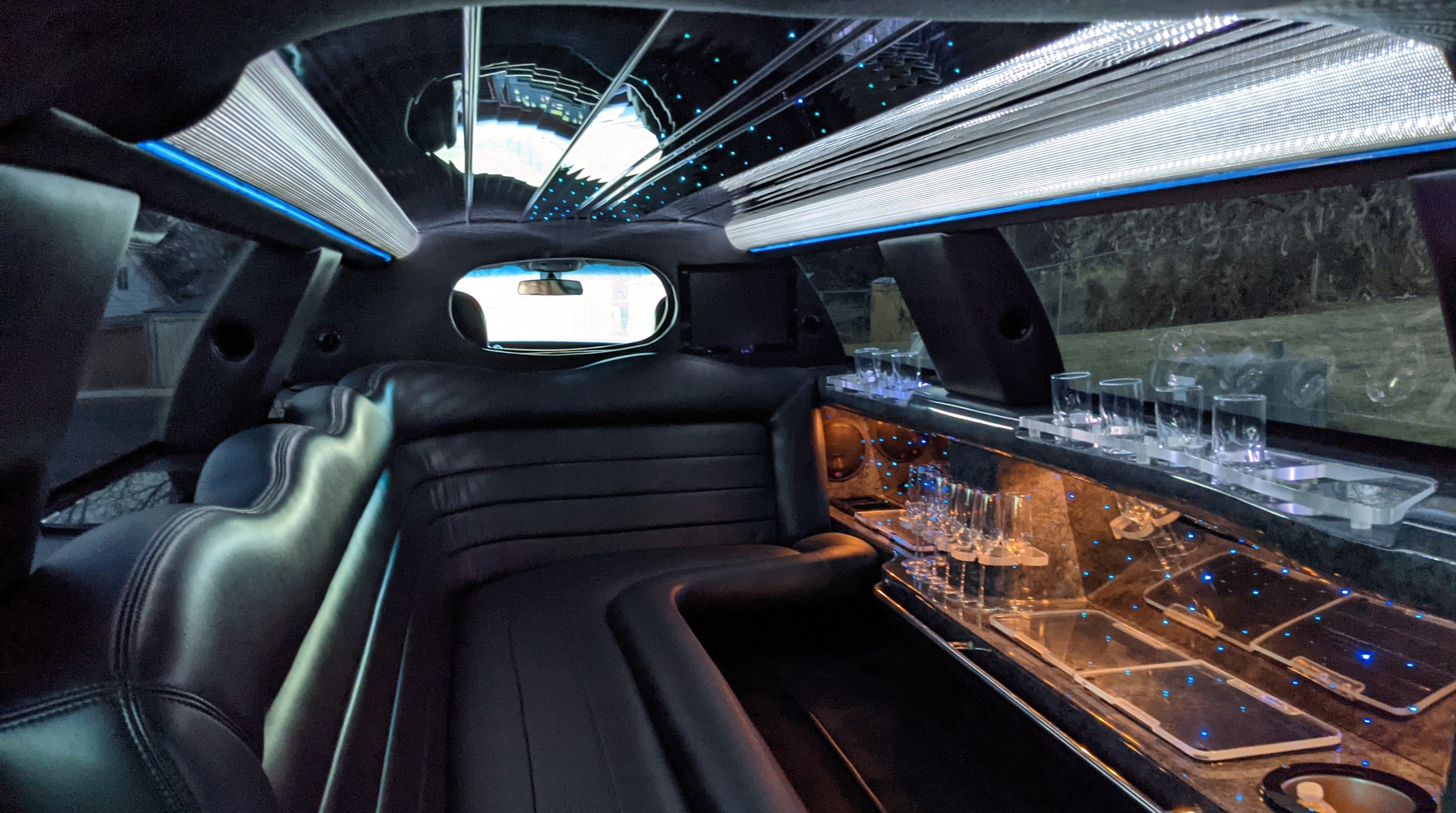 Inside of the party limousine